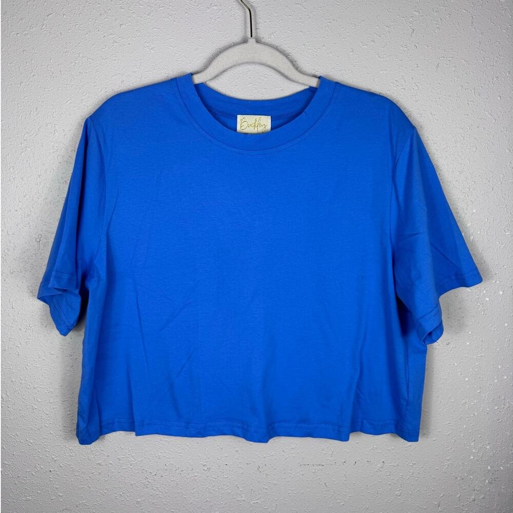 Buckley 100% Cotton Boxy Blue Tee Womens Size XL